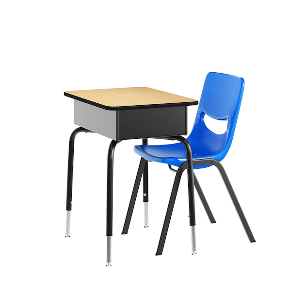 Flash Furniture HERCULES Student Desk w/Open Front Metal Book Box, Natural Desktop, Black Frame and Nvy Stack Chair FD-DESK-NAB-SCH3NB-GG - main